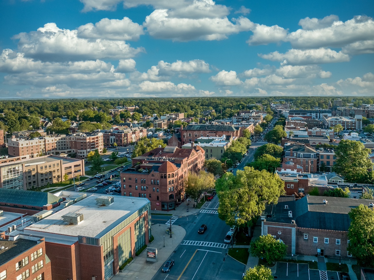 Aerial View Of Broadway In Saratoga Springs New York