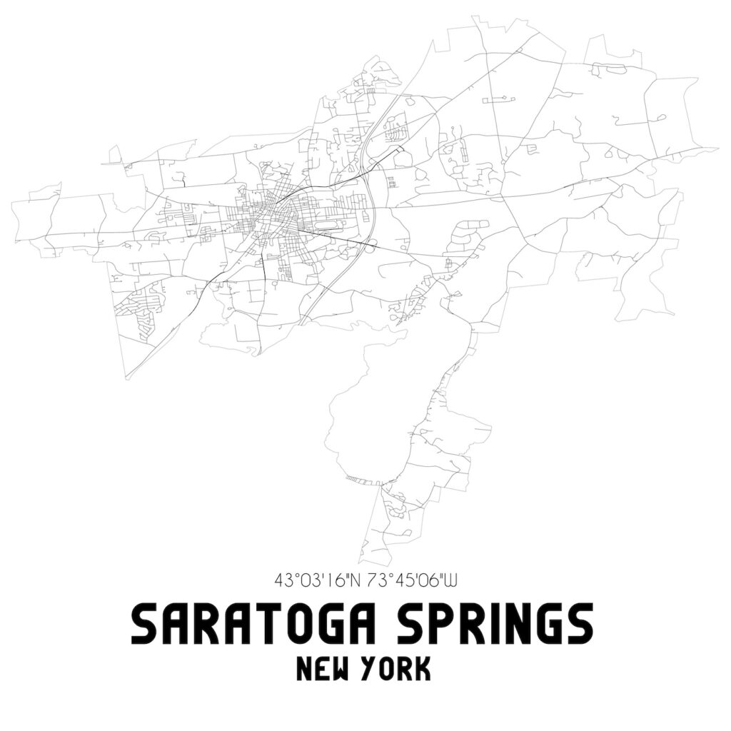 Saratoga springs new york. us street map with black and white lines.