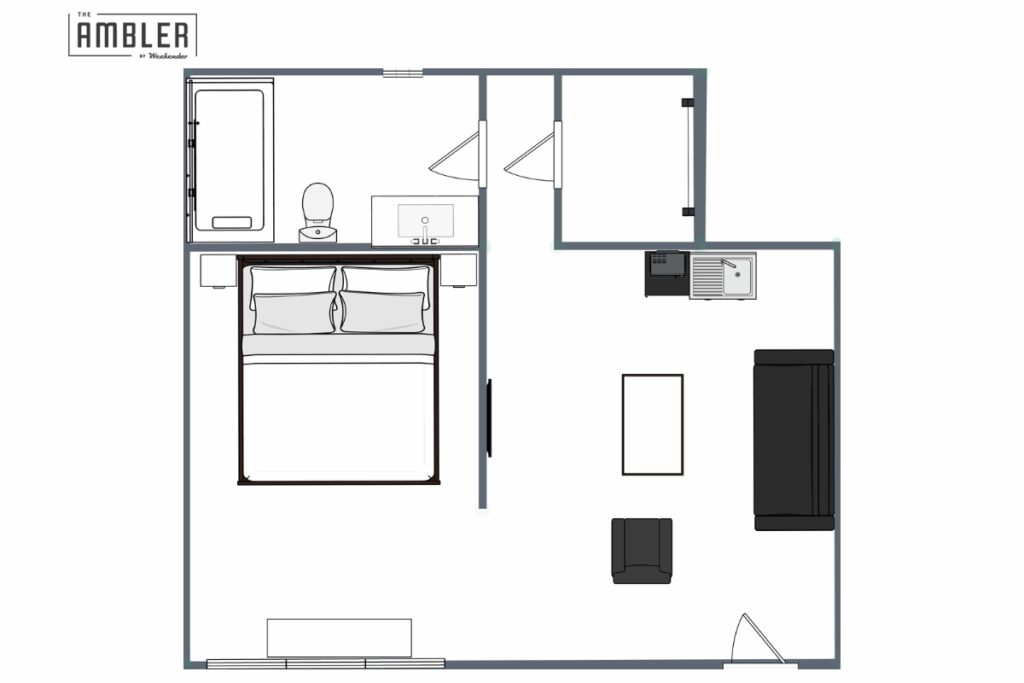 Ambler deluxe king suite floor plan wide
